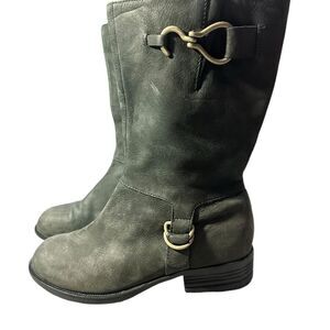 Cole Haan Nike Air Tantivy Biker Boot Brass Hardware Nubuck Leather Sz 9B